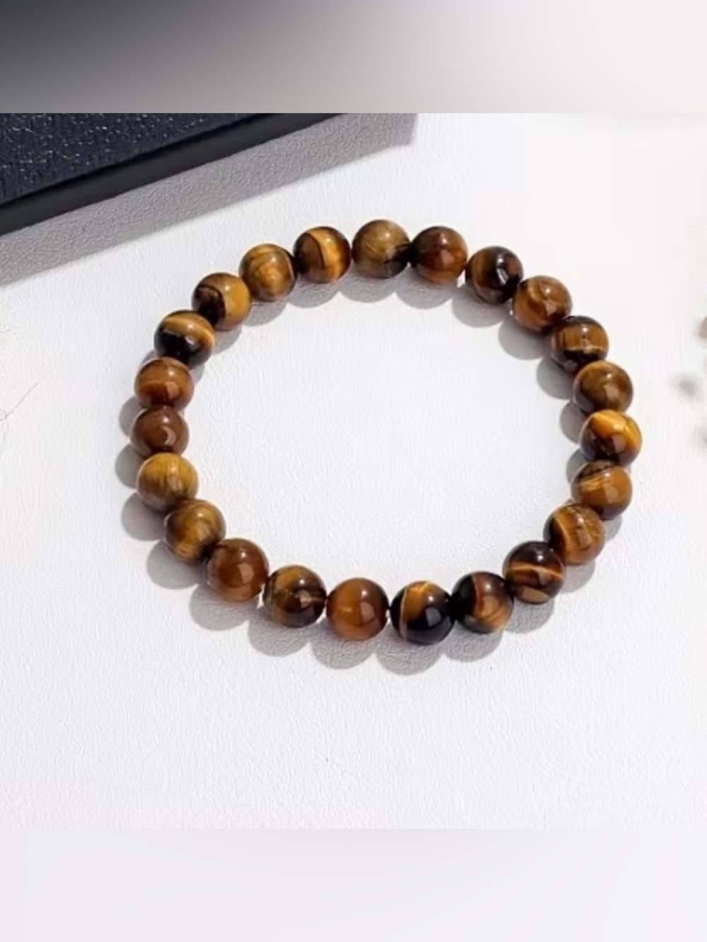 Natural Tiger Eye Beaded Stretch Bracelet for Men - Brown